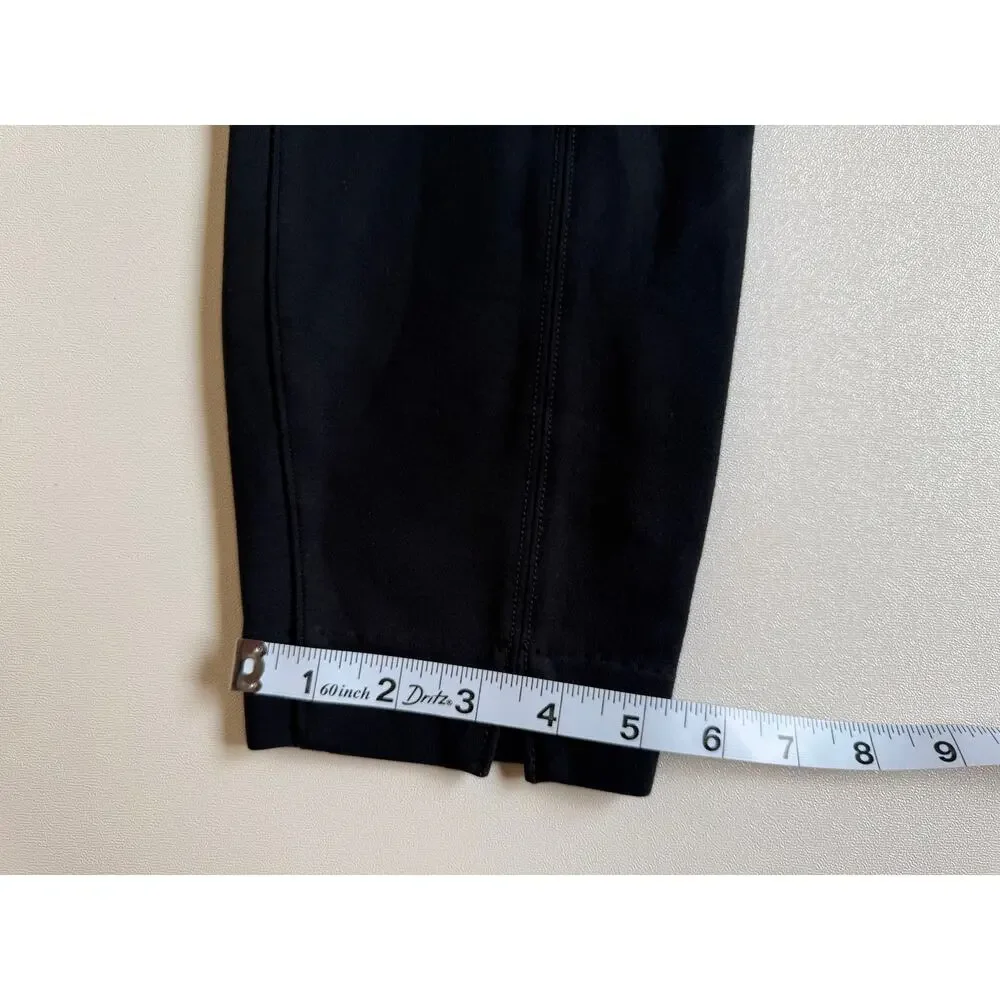 Spanx Women's Black Ponte Slim Pull-On Cropped Straight Leg Pants Size M